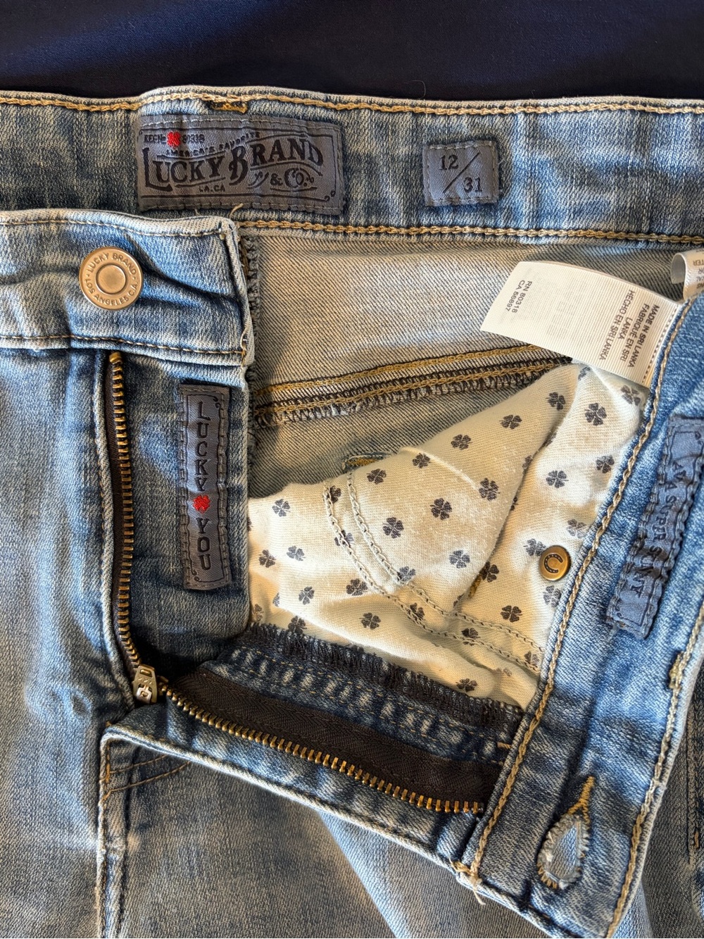 Lucky Brand Womens Vintage Inspired Light Wash Blue Denim Sz 12